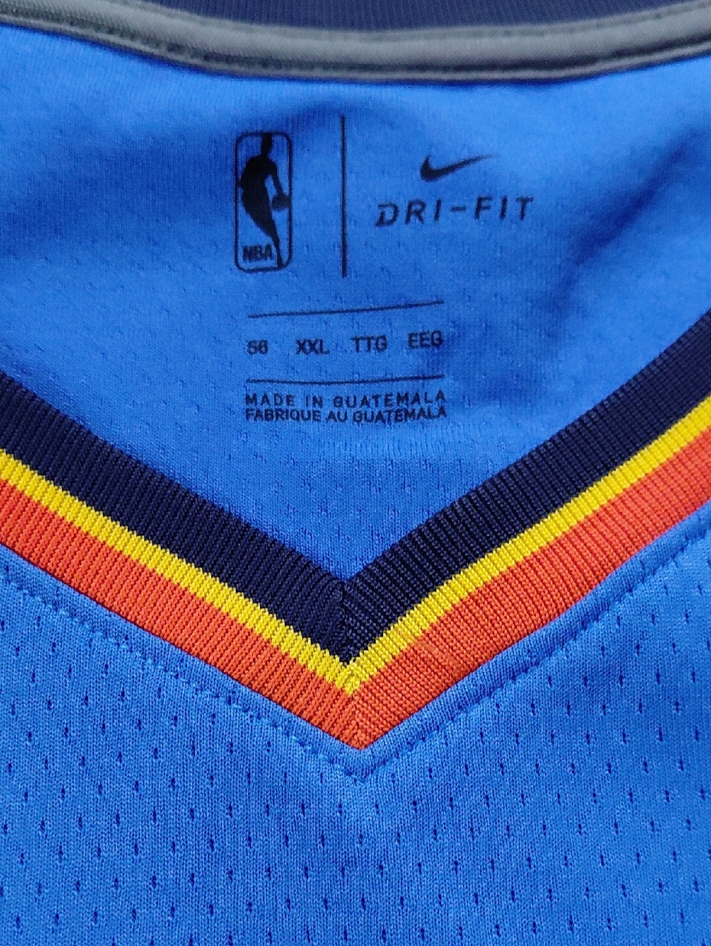 Nike Oklahoma City Blue and Black Basketball Jersey with Orange Trim - Picture 3 of 4